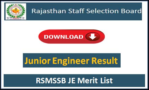 Download RSMSSB JE Result Merit List